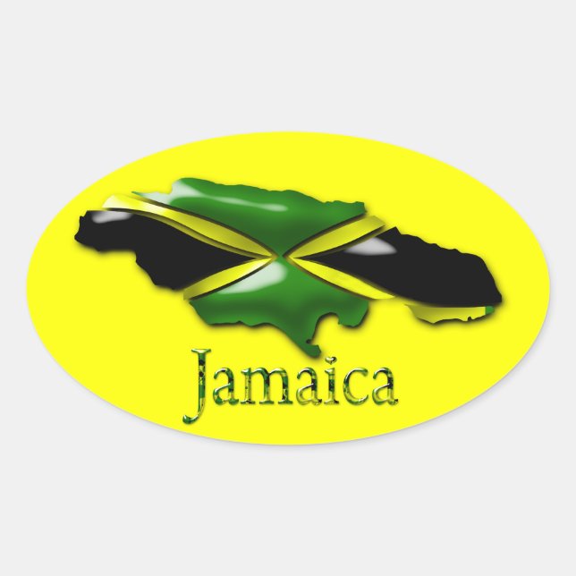 Ovalada Pegatina de Jamaica amarilla (Anverso)