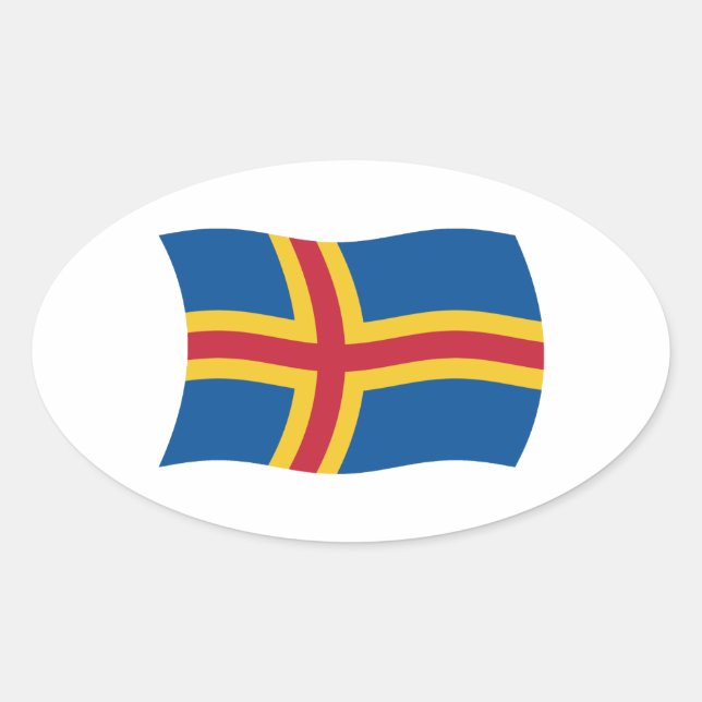 Ovalada Pegatina de la bandera de Åland (Anverso)