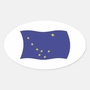 Ovalada Pegatina de la bandera de Alaska