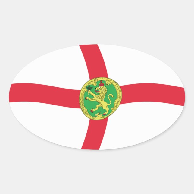 Ovalada Pegatina de la bandera de Alderney (Anverso)