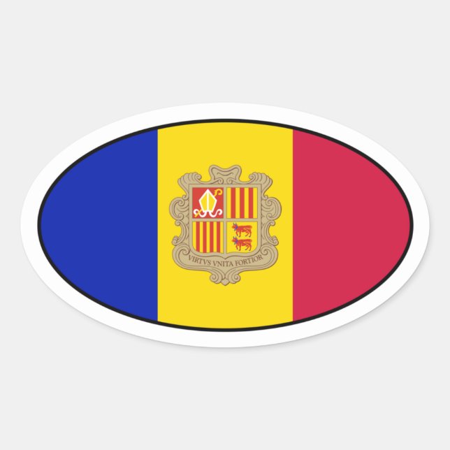Ovalada Pegatina de la bandera de Andorra Oval (Anverso)