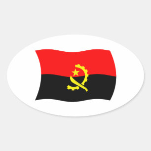 Ovalada Pegatina de la bandera de Angola