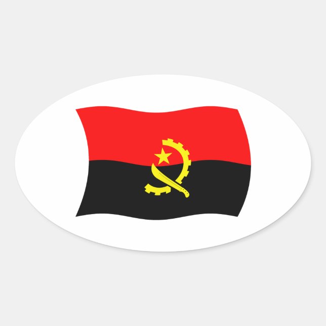 Ovalada Pegatina de la bandera de Angola (Anverso)