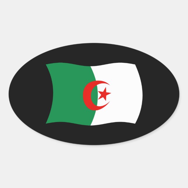 Ovalada Pegatina de la bandera de Argelia (Anverso)