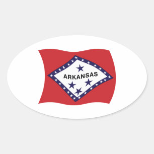 Ovalada Pegatina de la bandera de Arkansas