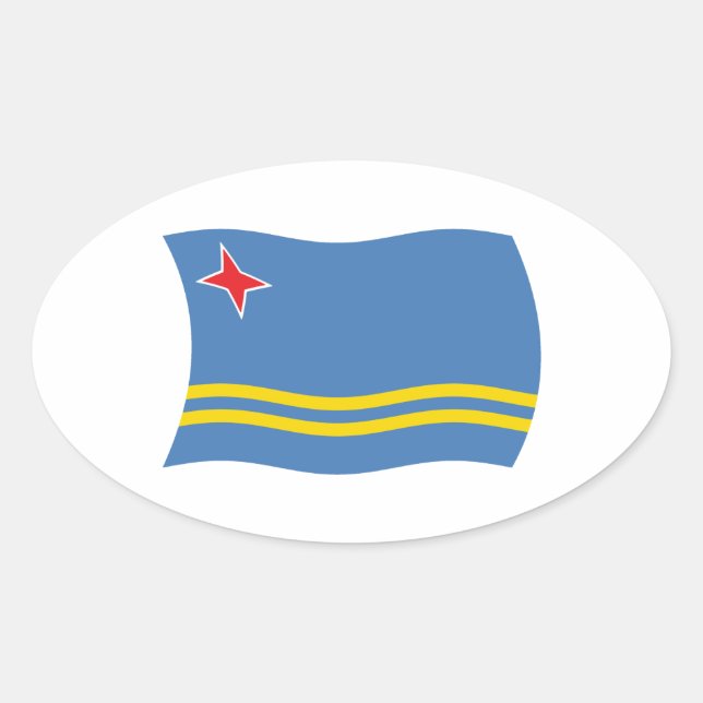 Ovalada Pegatina de la bandera de Aruba (Anverso)