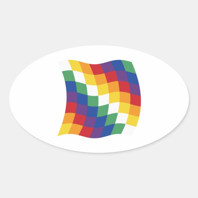 Ovalada Pegatina de la bandera de Aymara (Anverso)
