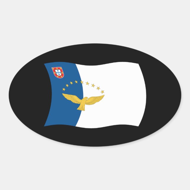 Ovalada Pegatina de la bandera de Azores (Anverso)