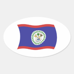 Ovalada Pegatina de la bandera de Belice