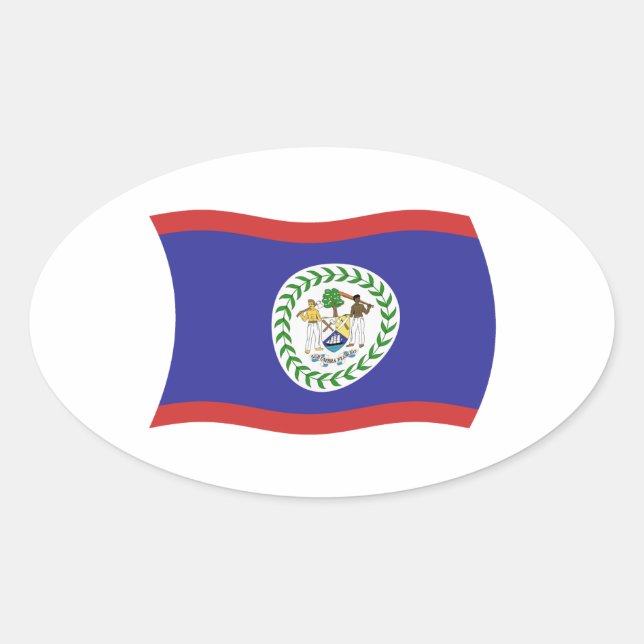 Ovalada Pegatina de la bandera de Belice (Anverso)