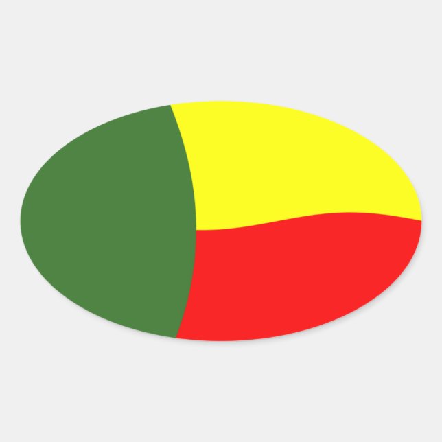 Ovalada Pegatina de la bandera de Benín (Anverso)