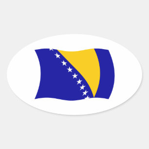 Ovalada Pegatina de la bandera de Bosnia y Herzegovina