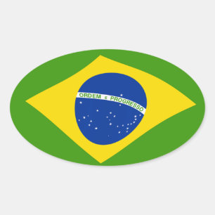 Ovalada Pegatina de la bandera de Brasil