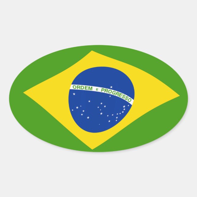 Ovalada Pegatina de la bandera de Brasil (Anverso)