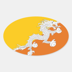Ovalada Pegatina de la bandera de Bután