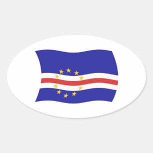 Ovalada Pegatina de la bandera de Cabo Verde