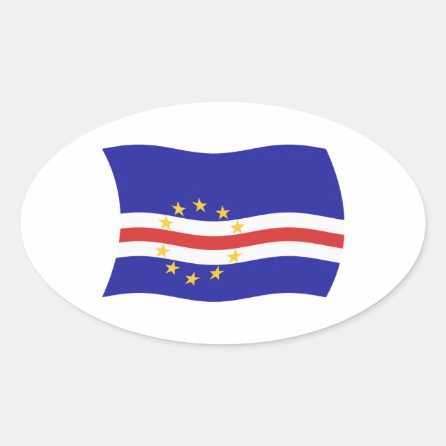 Ovalada Pegatina de la bandera de Cabo Verde (Anverso)