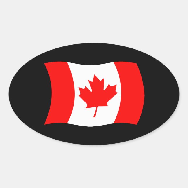 Ovalada Pegatina de la bandera de Canadá (Anverso)