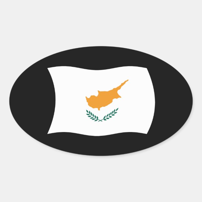 Ovalada Pegatina de la bandera de Chipre (Anverso)