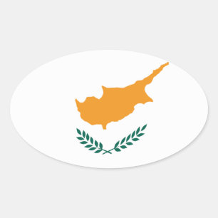 Ovalada Pegatina de la bandera de Chipre