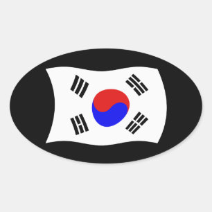 Ovalada Pegatina de la bandera de Corea del Sur