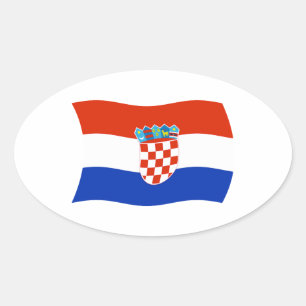 Ovalada Pegatina de la bandera de Croacia