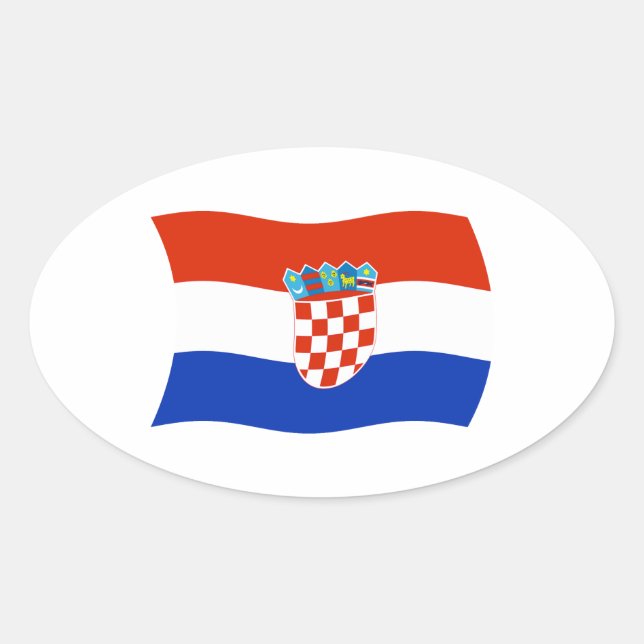 Ovalada Pegatina de la bandera de Croacia (Anverso)