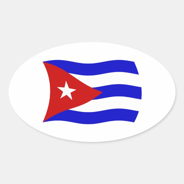 Ovalada Pegatina de la bandera de Cuba (Anverso)