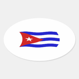 Ovalada Pegatina de la bandera de Cuba