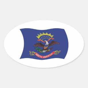 Ovalada Pegatina de la bandera de Dakota del Norte