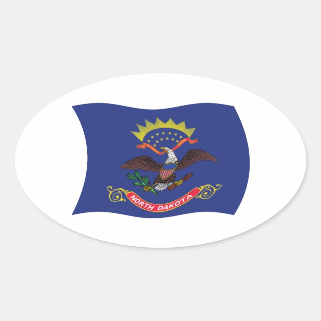 Ovalada Pegatina de la bandera de Dakota del Norte (Anverso)