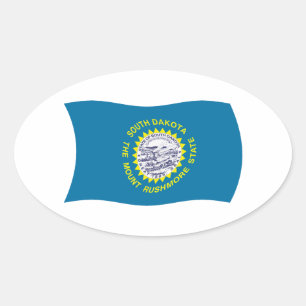 Ovalada Pegatina de la bandera de Dakota del Sur