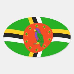 Ovalada Pegatina de la bandera de Dominica