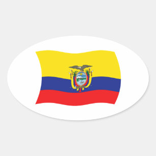 Ovalada Pegatina de la bandera de Ecuador