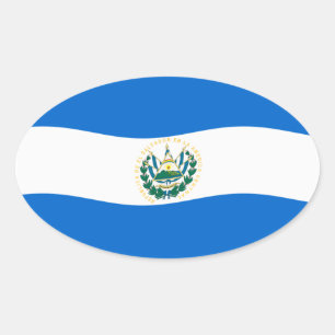 Ovalada Pegatina de la bandera de El Salvador