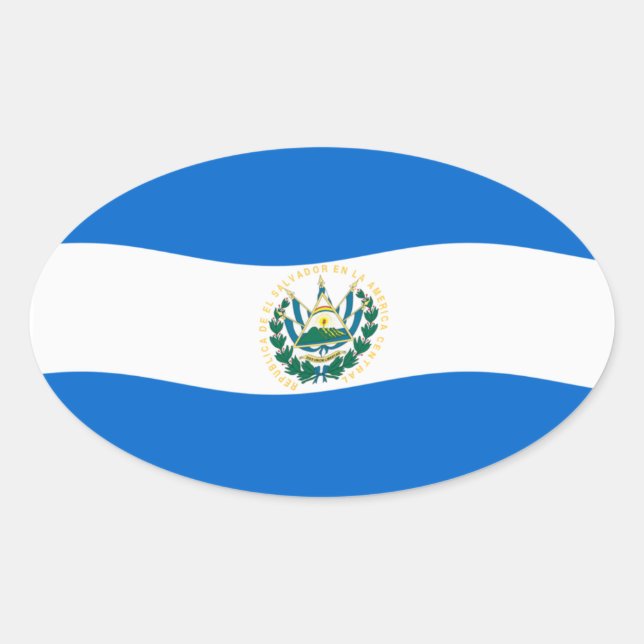 Ovalada Pegatina de la bandera de El Salvador (Anverso)