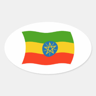 Ovalada Pegatina de la bandera de Etiopía