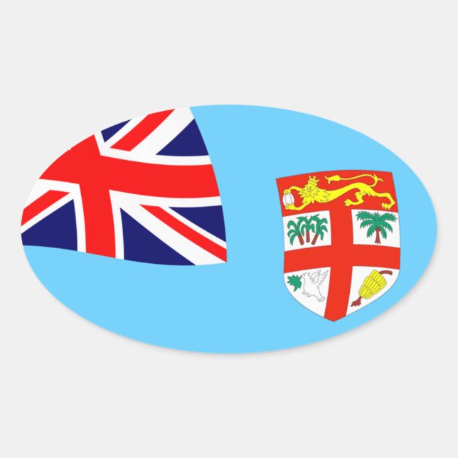Ovalada Pegatina de la bandera de Fiji (Anverso)