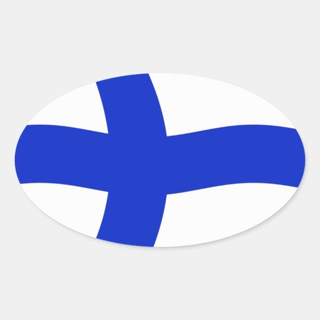 Ovalada Pegatina de la bandera de Finlandia (Anverso)