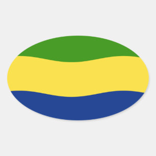 Ovalada Pegatina de la bandera de Gabón