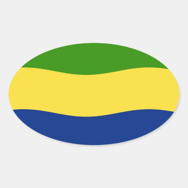 Ovalada Pegatina de la bandera de Gabón (Anverso)
