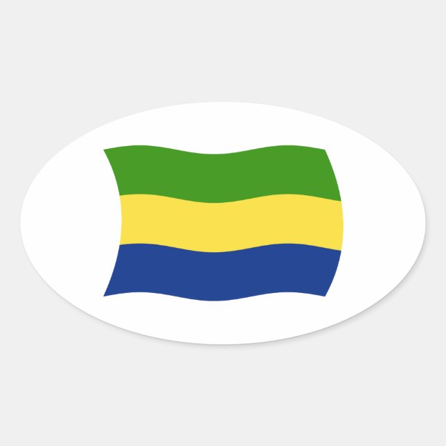 Ovalada Pegatina de la bandera de Gabón (Anverso)