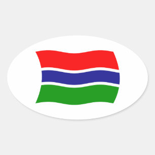 Ovalada Pegatina de la bandera de Gambia