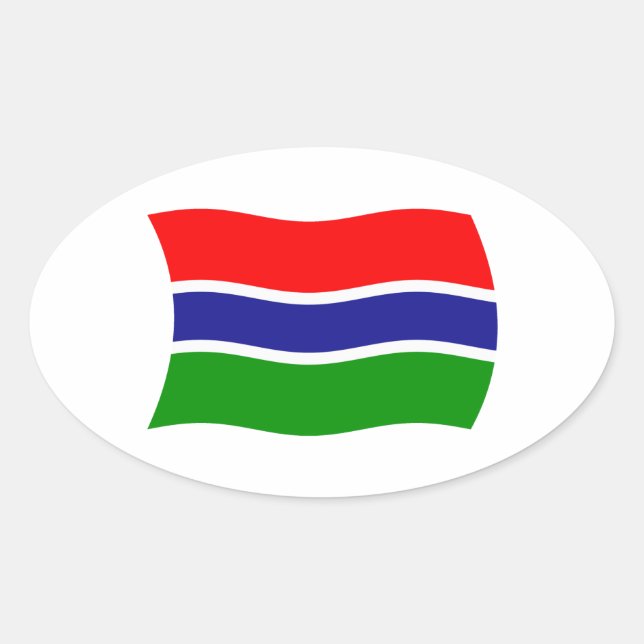 Ovalada Pegatina de la bandera de Gambia (Anverso)