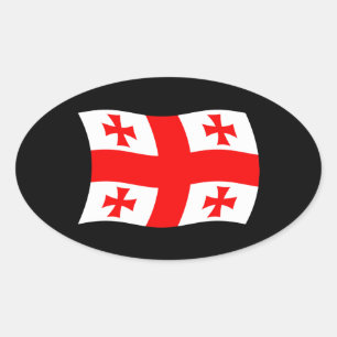 Ovalada Pegatina de la bandera de Georgia