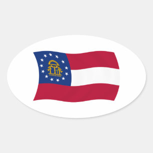 Ovalada Pegatina de la bandera de Georgia