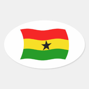 Ovalada Pegatina de la bandera de Ghana