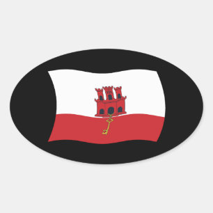 Ovalada Pegatina de la bandera de Gibraltar