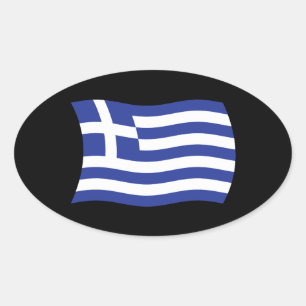 Ovalada Pegatina de la bandera de Grecia