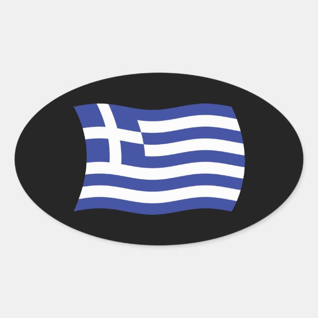 Ovalada Pegatina de la bandera de Grecia (Anverso)